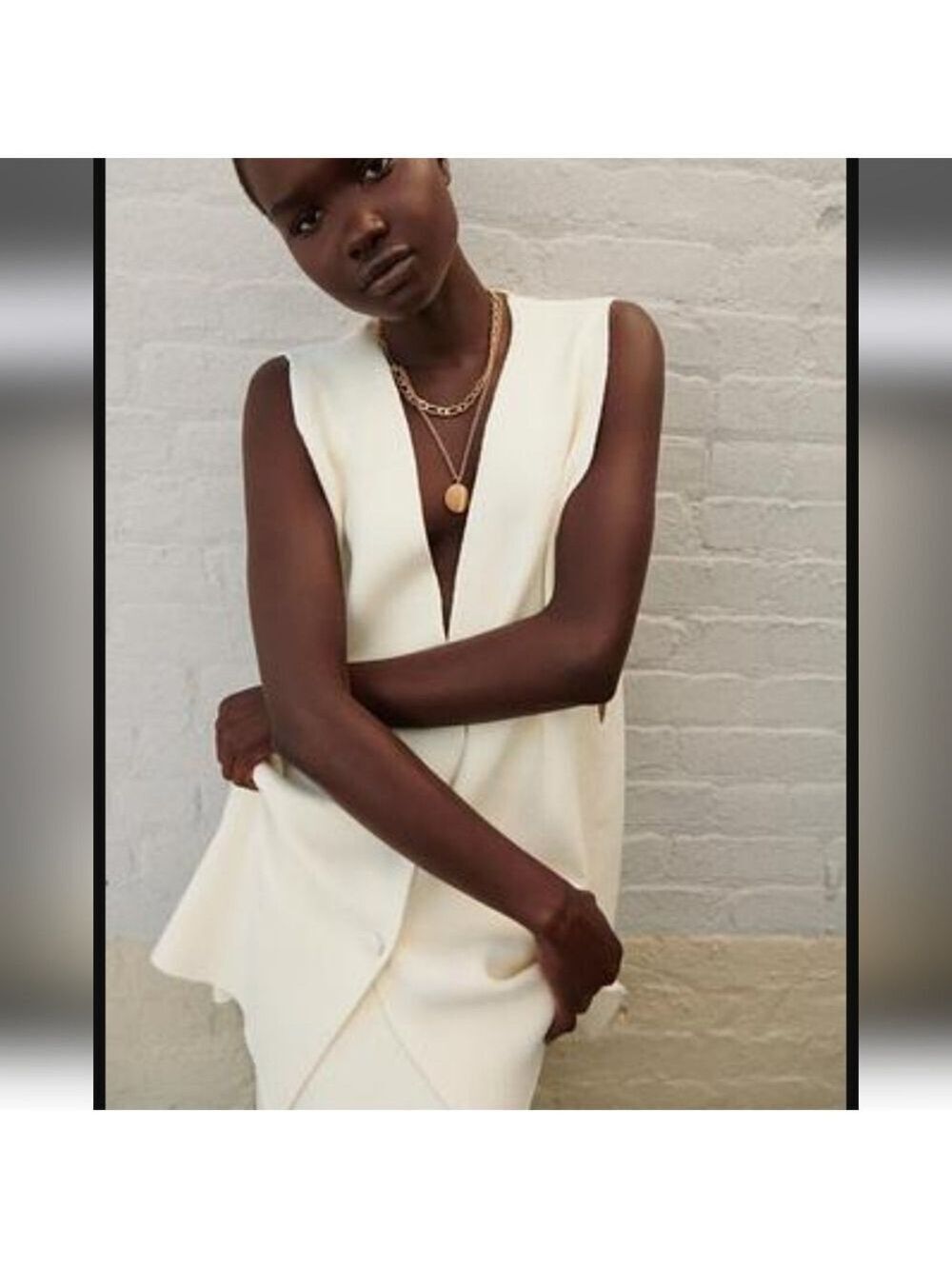 NWT Zara Cream Snap Front Vest, Size XS-S - Picture 6 of 16